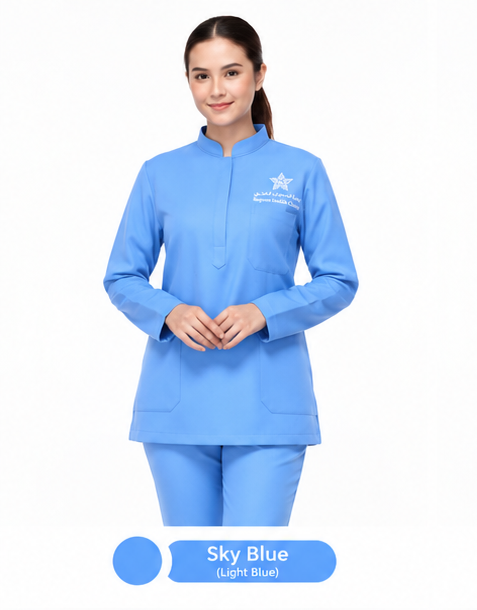 medical uniform chinese collar [ with logo ]